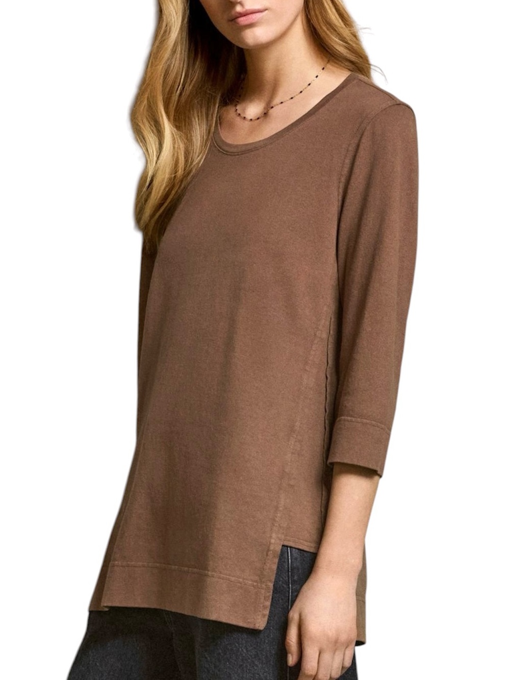 Poetry Hemp Cotton Jersey Tunic Top In Toffee Size 10 Minimalist Boho Lagenlook
